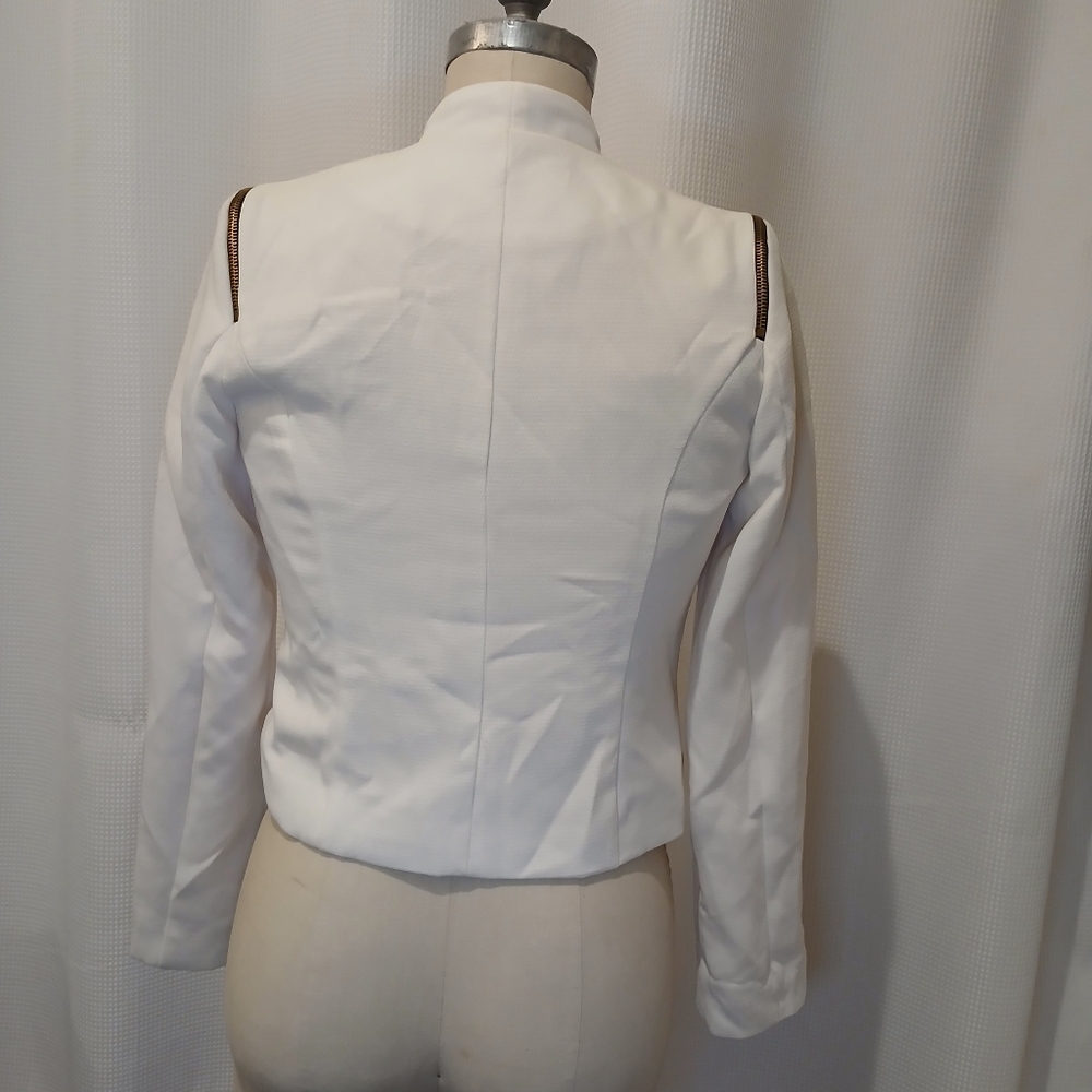 Mustard Seed White Open From Blazer with Zipper Detail Size Small - Picture 5 of 10